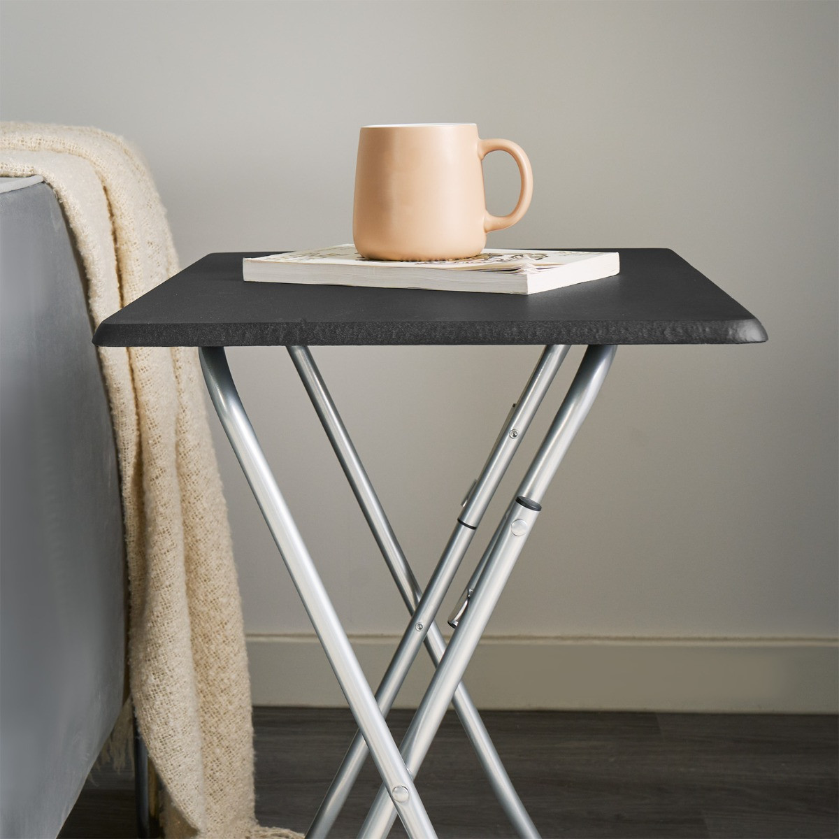 OHS Essential Folding Side Table - Black>