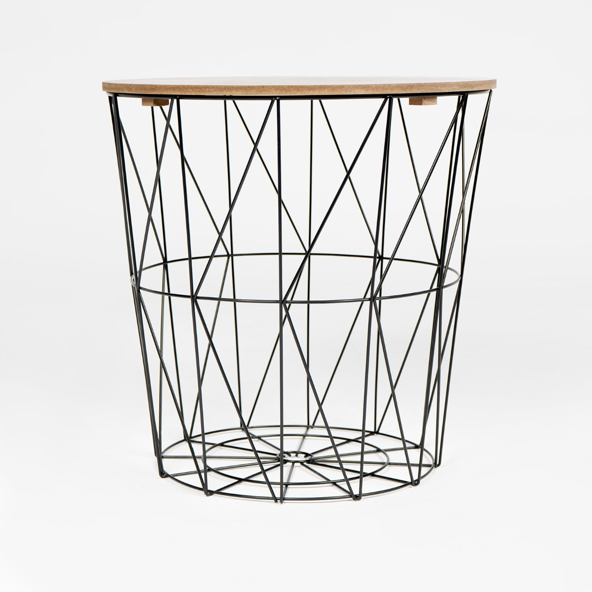 OHS Basket Storage Side Table - Black/Natural>