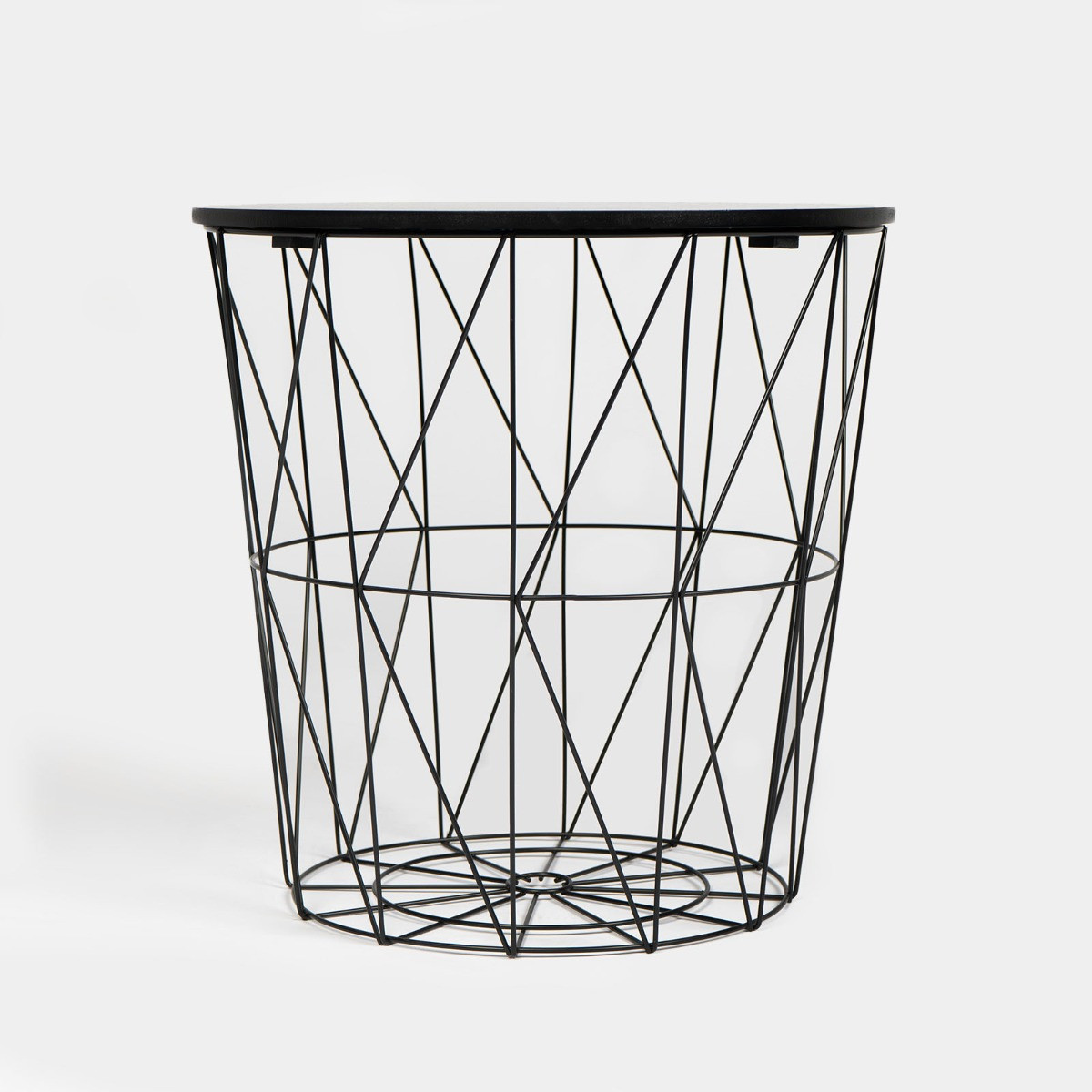 OHS Basket Storage Side Table - Black>