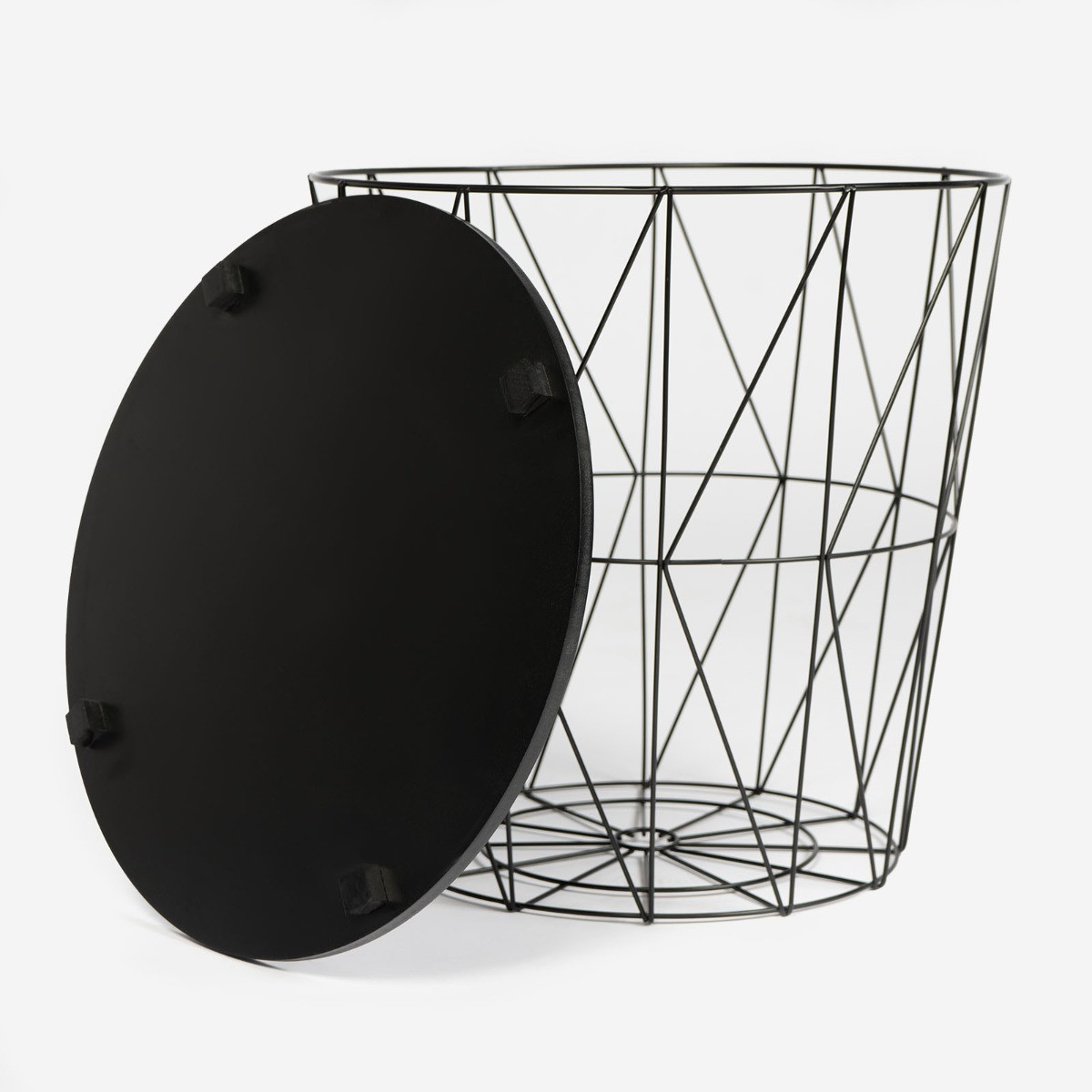 OHS Basket Storage Side Table - Black>