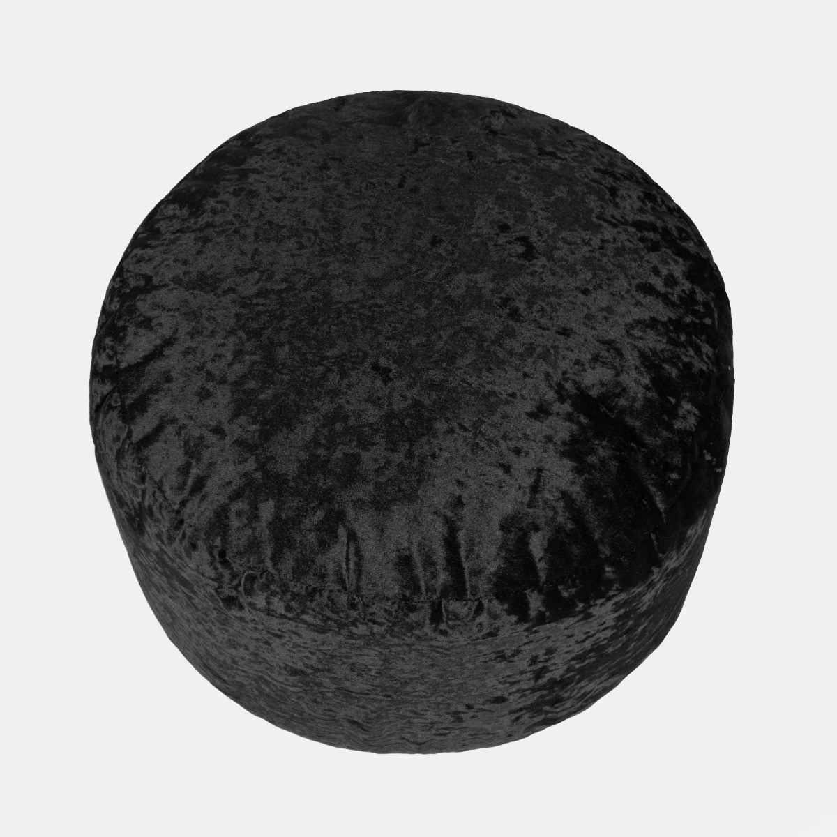 Crushed Velvet Round Footstool - Black>