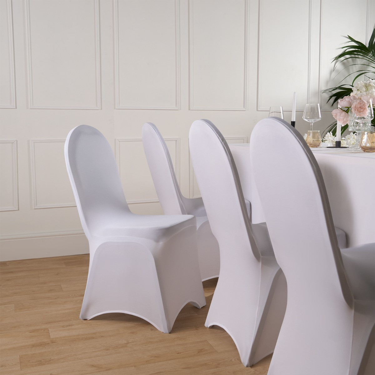 OHS Elastic Stretch Banquet Chair Cover White