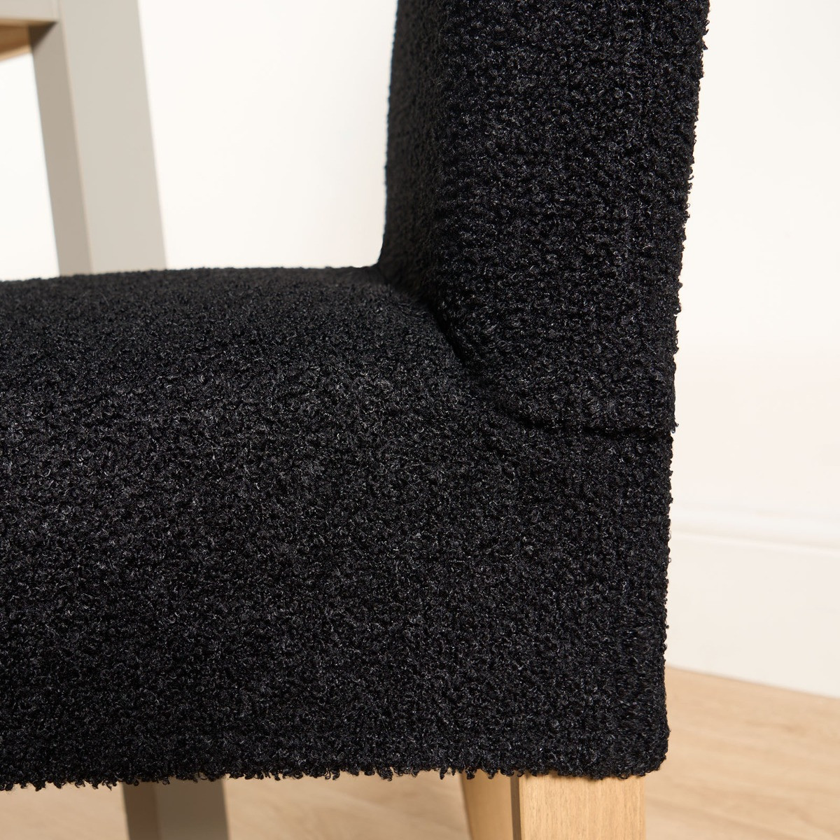 OHS Elastic Stretch Bouclé Dining Chair Cover - Black>