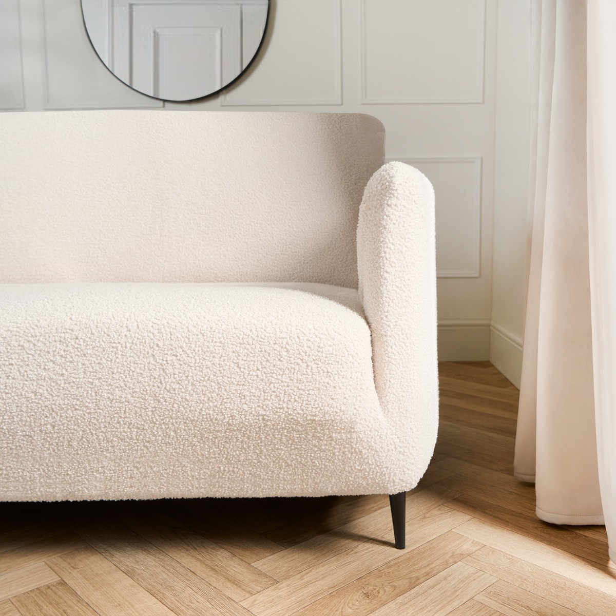 OHS Elastic Stretch Bouclé Sofa Cover - Cream>