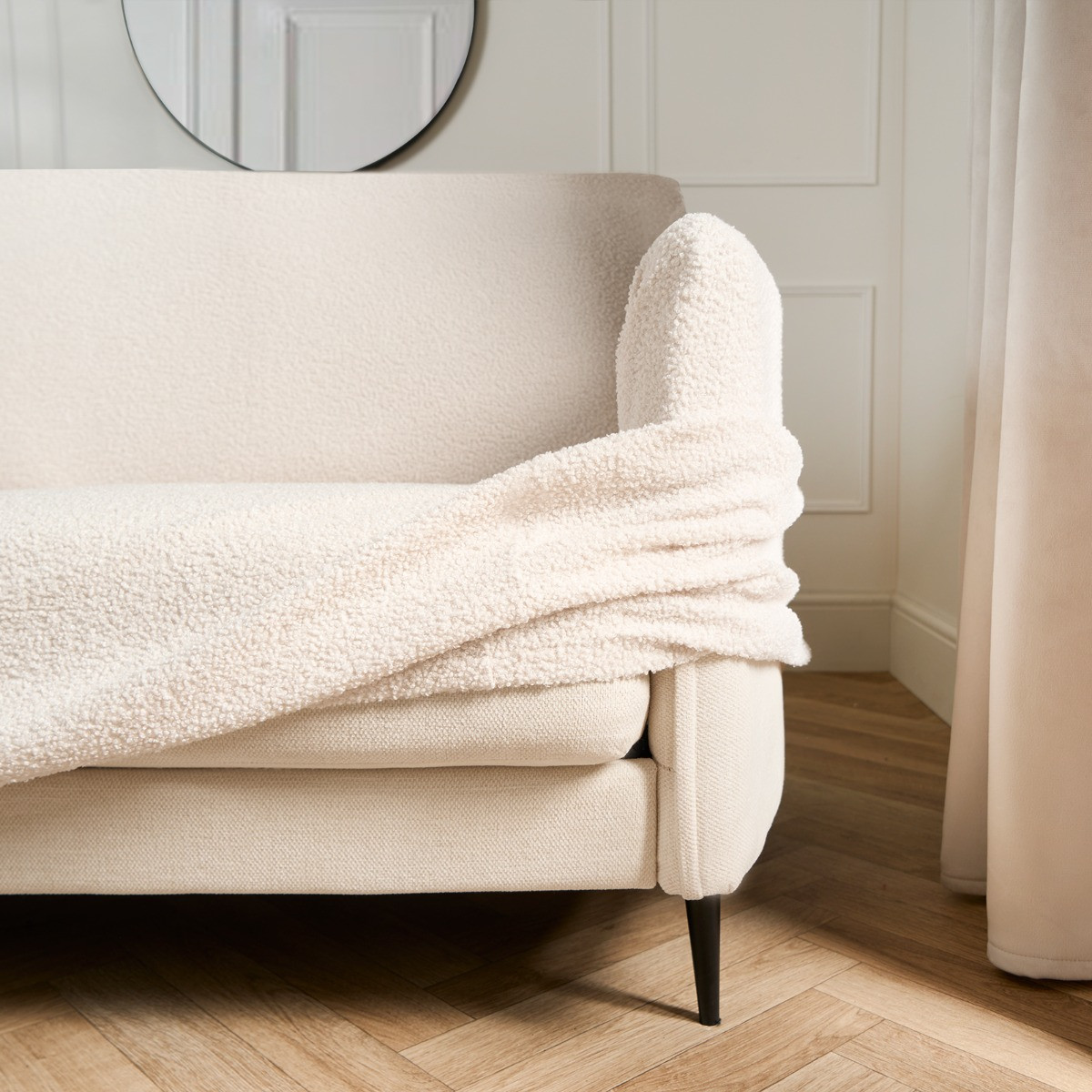 OHS Elastic Stretch Bouclé Sofa Cover - Cream>