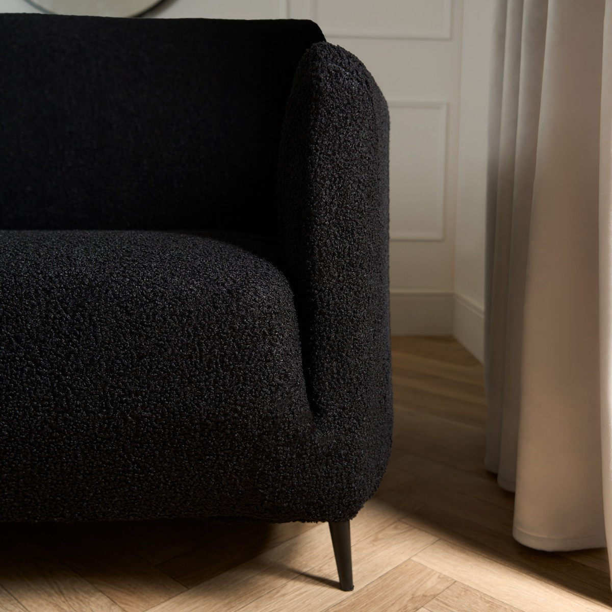 OHS Elastic Stretch Bouclé Sofa Cover - Black>