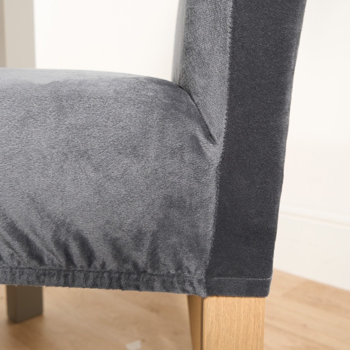 OHS Velvet Stretched Dining Chair Cover - Charcoal >