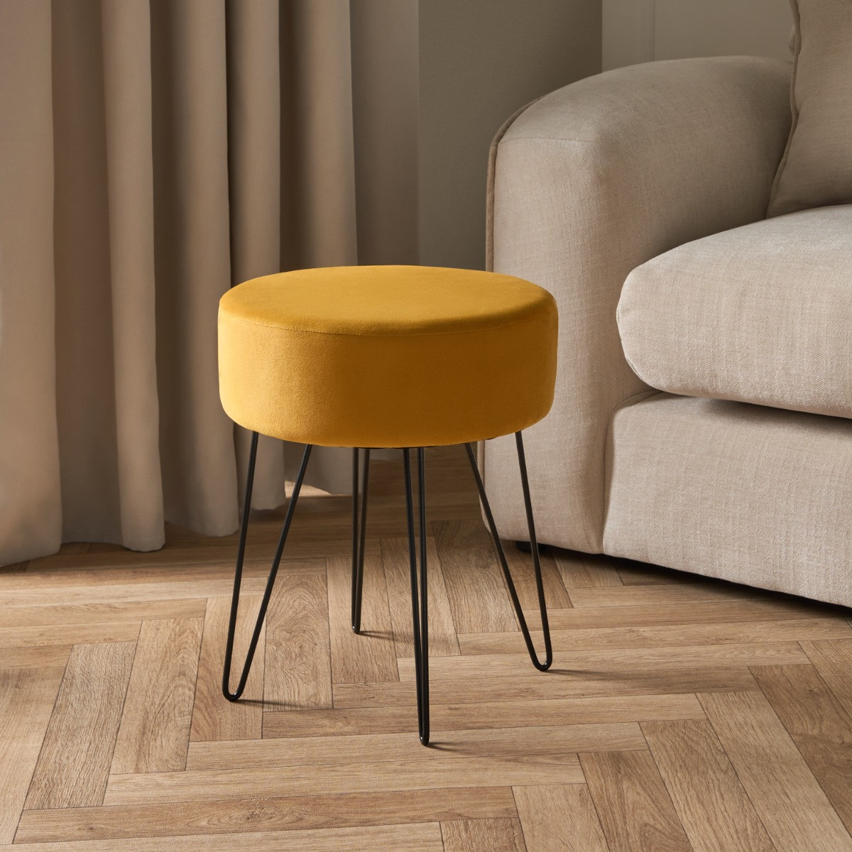 OHS Matte Velvet Hairpin Stool - Ochre >