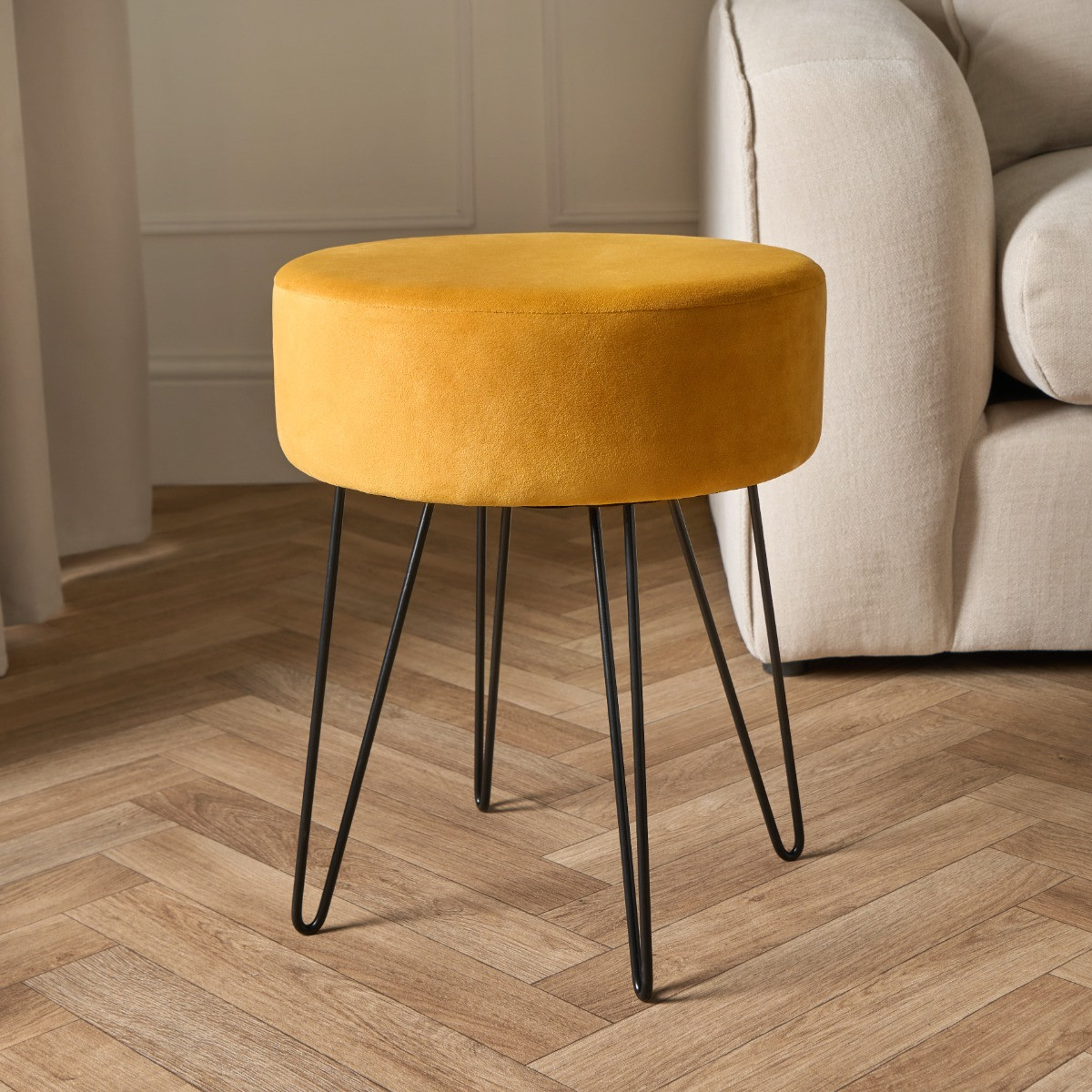 OHS Matte Velvet Hairpin Stool - Ochre >