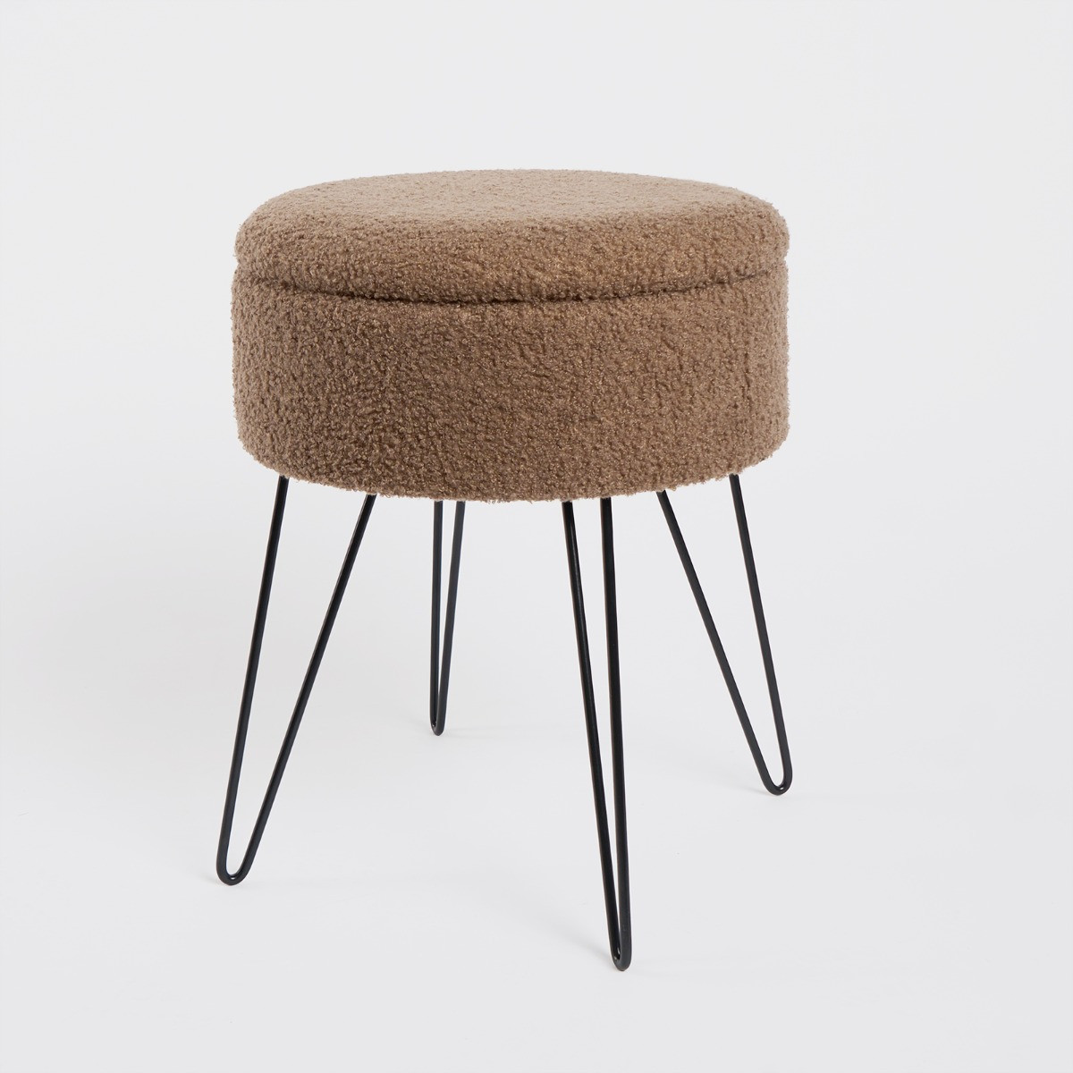 OHS Bouclé Storage Hairpin Stool - Mink >