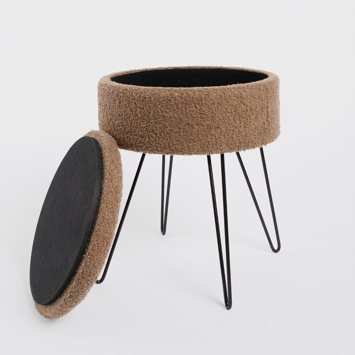 OHS Bouclé Storage Hairpin Stool - Mink >