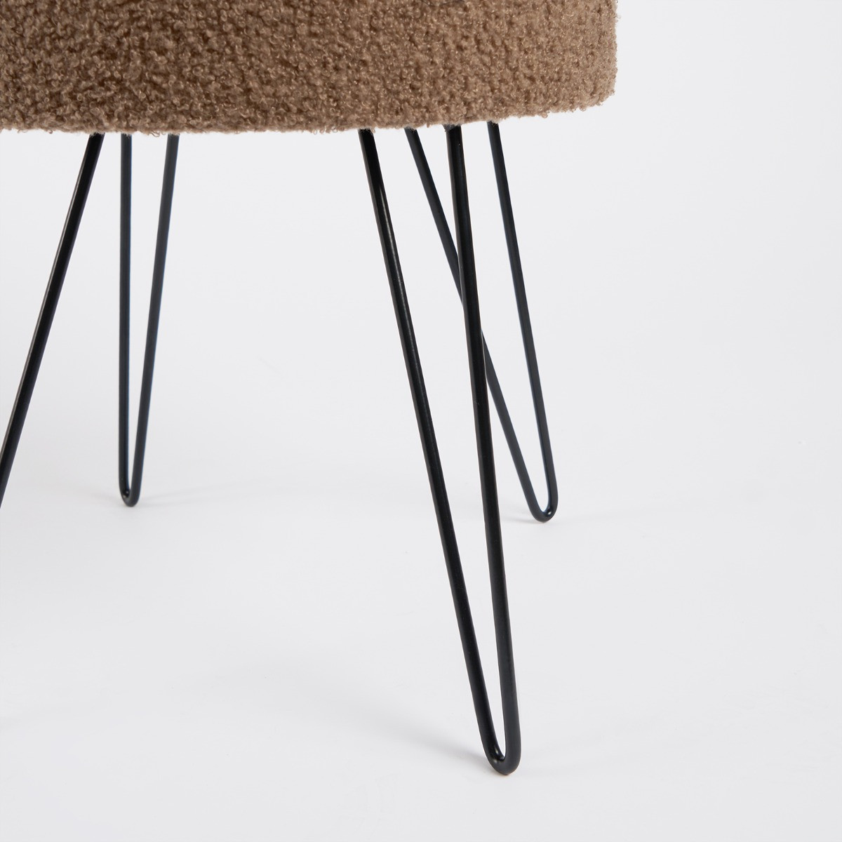 OHS Bouclé Storage Hairpin Stool - Mink >