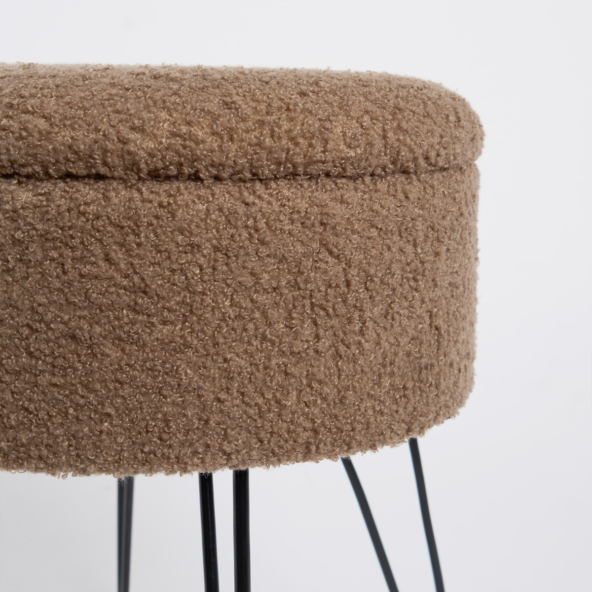 OHS Bouclé Storage Hairpin Stool - Mink >