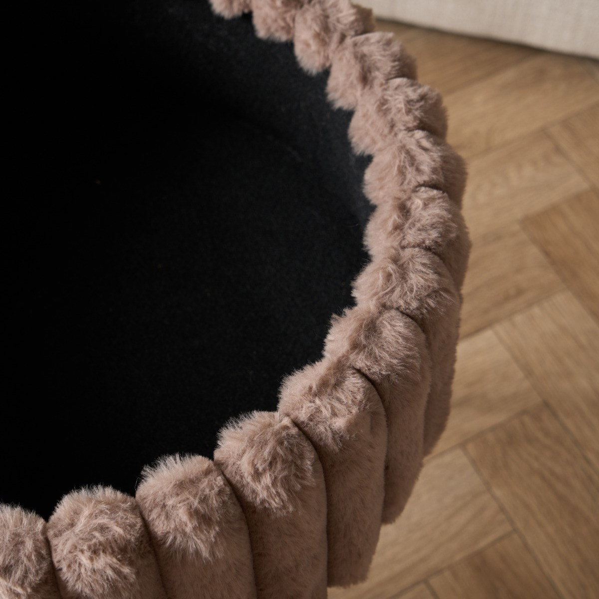 OHS Faux Fur Ribbed Storage Hairpin Stool - Mink>