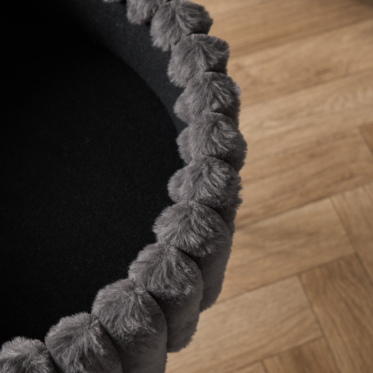 OHS Faux Fur Ribbed Storage Hairpin Stool - Charcoal>