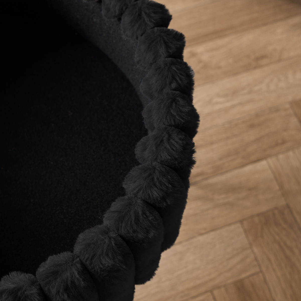 OHS Faux Fur Ribbed Storage Hairpin Stool - Black>