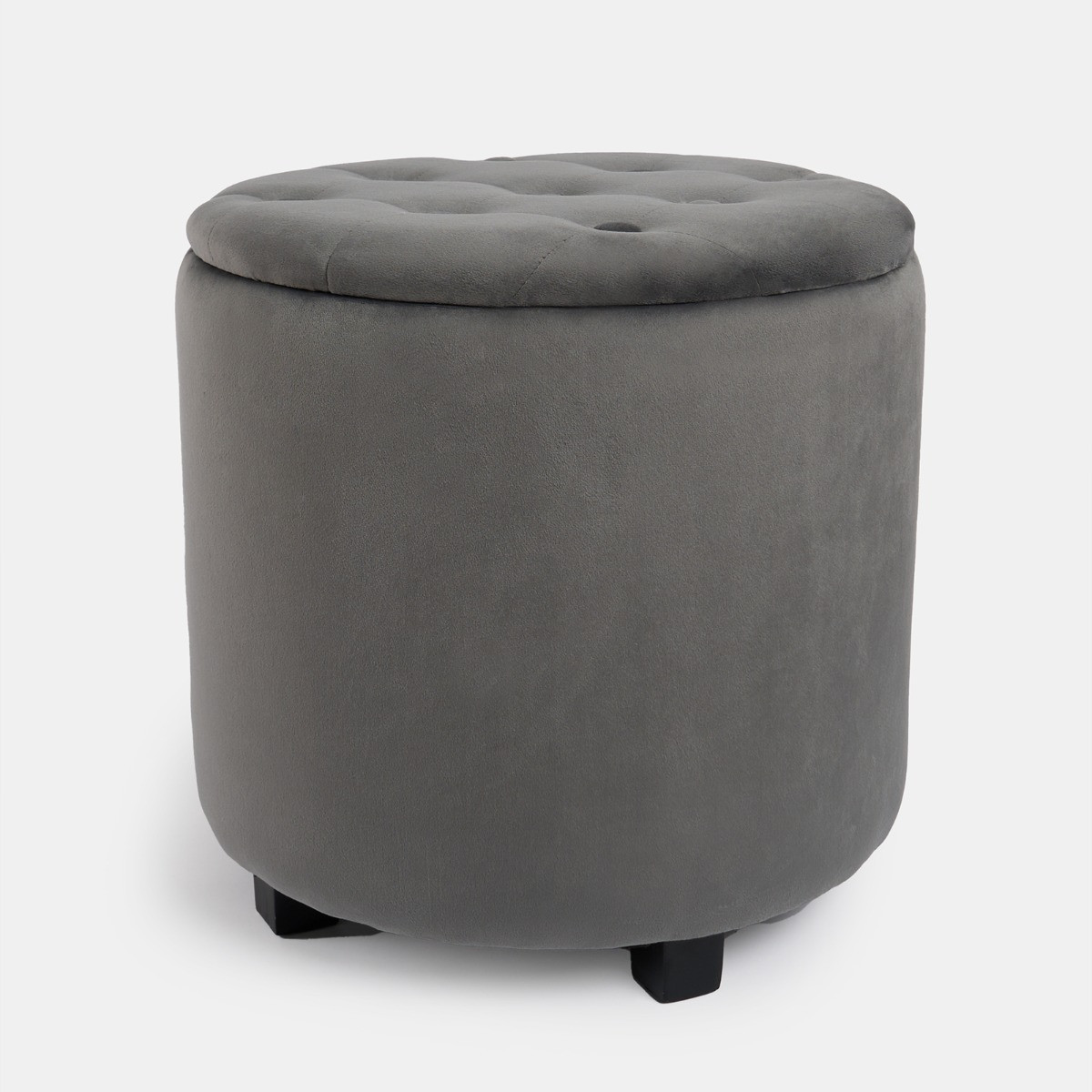 OHS Matte Velvet Button Top Storage Ottoman - Grey >