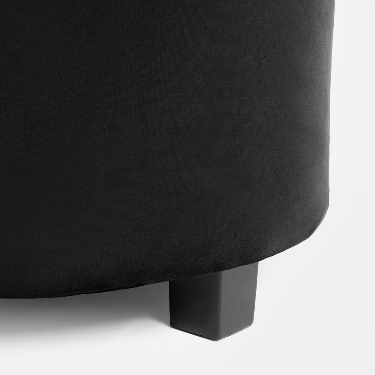 OHS Matte Velvet Button Top Storage Ottoman - Black>