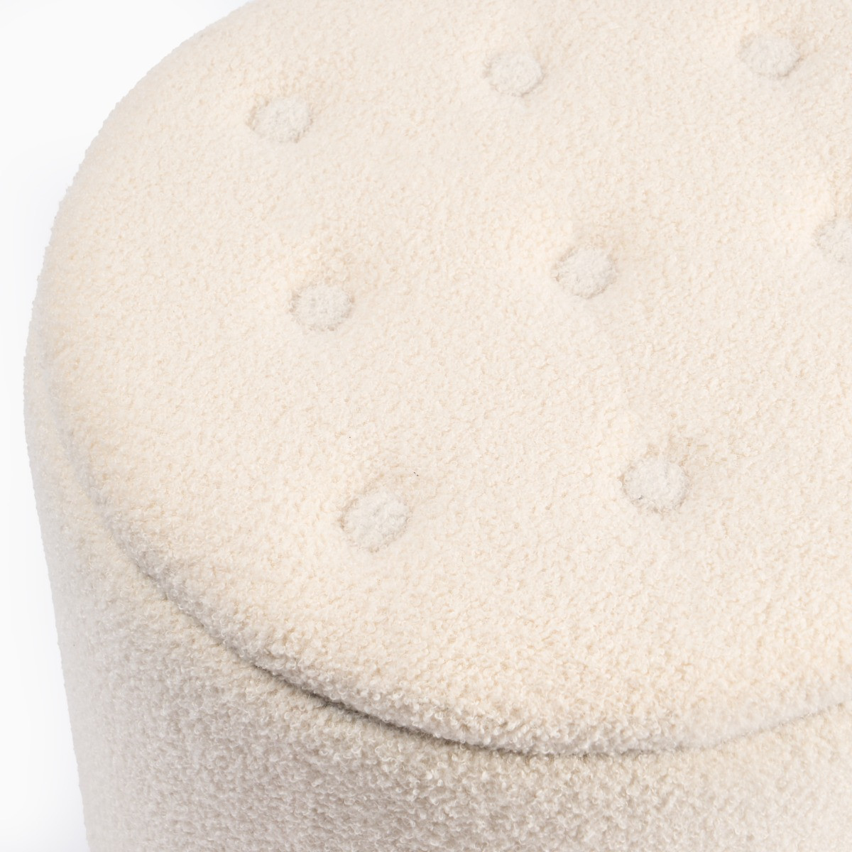 OHS Boucle Button Top Storage Ottoman - Cream>