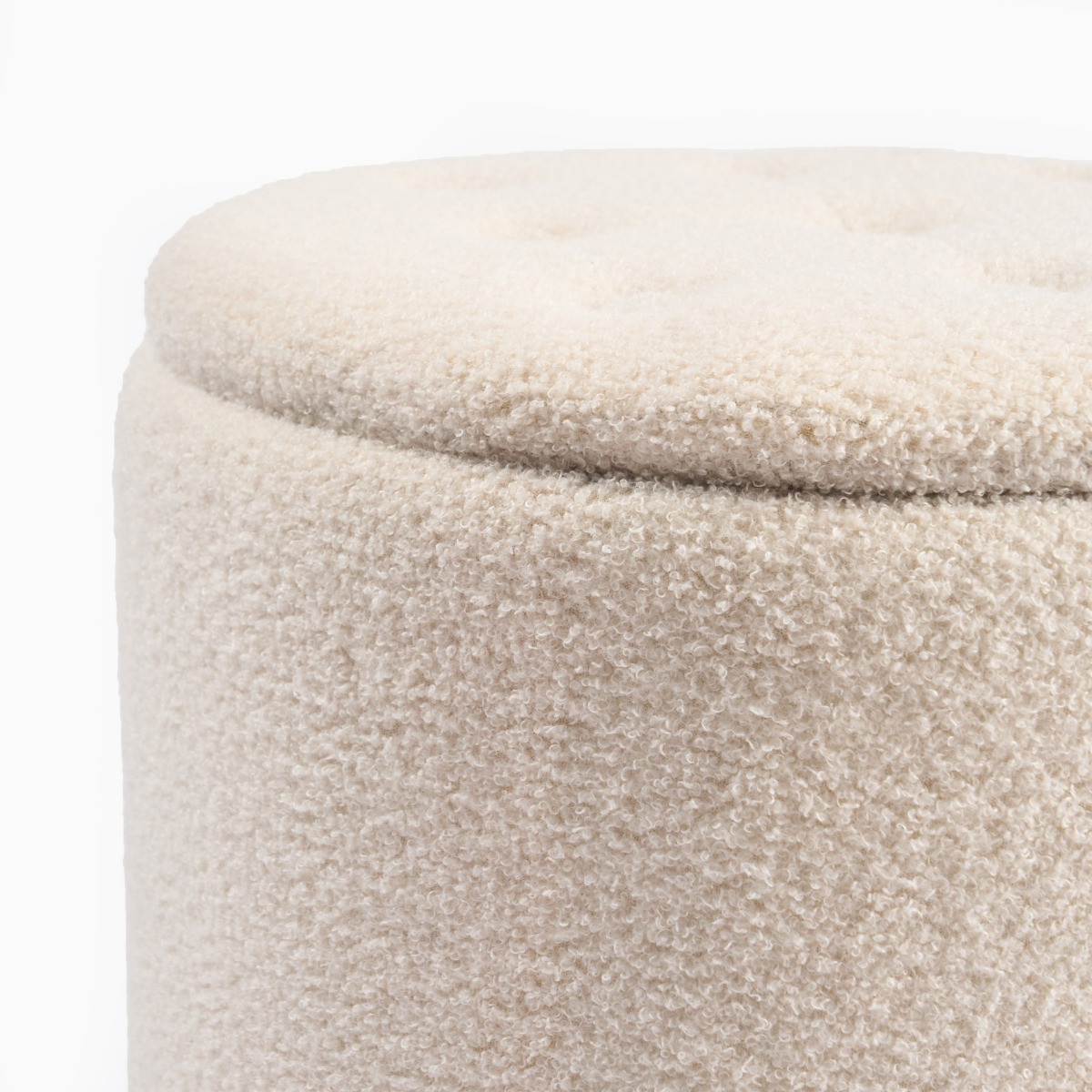 OHS Boucle Button Top Storage Ottoman - Cream>