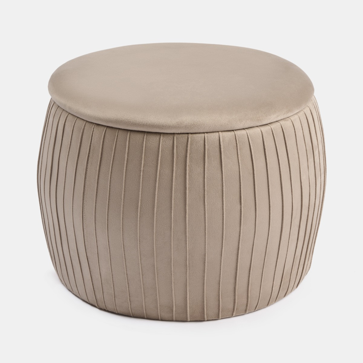 OHS Matte Velvet Pleated Storage Ottoman - Mink>