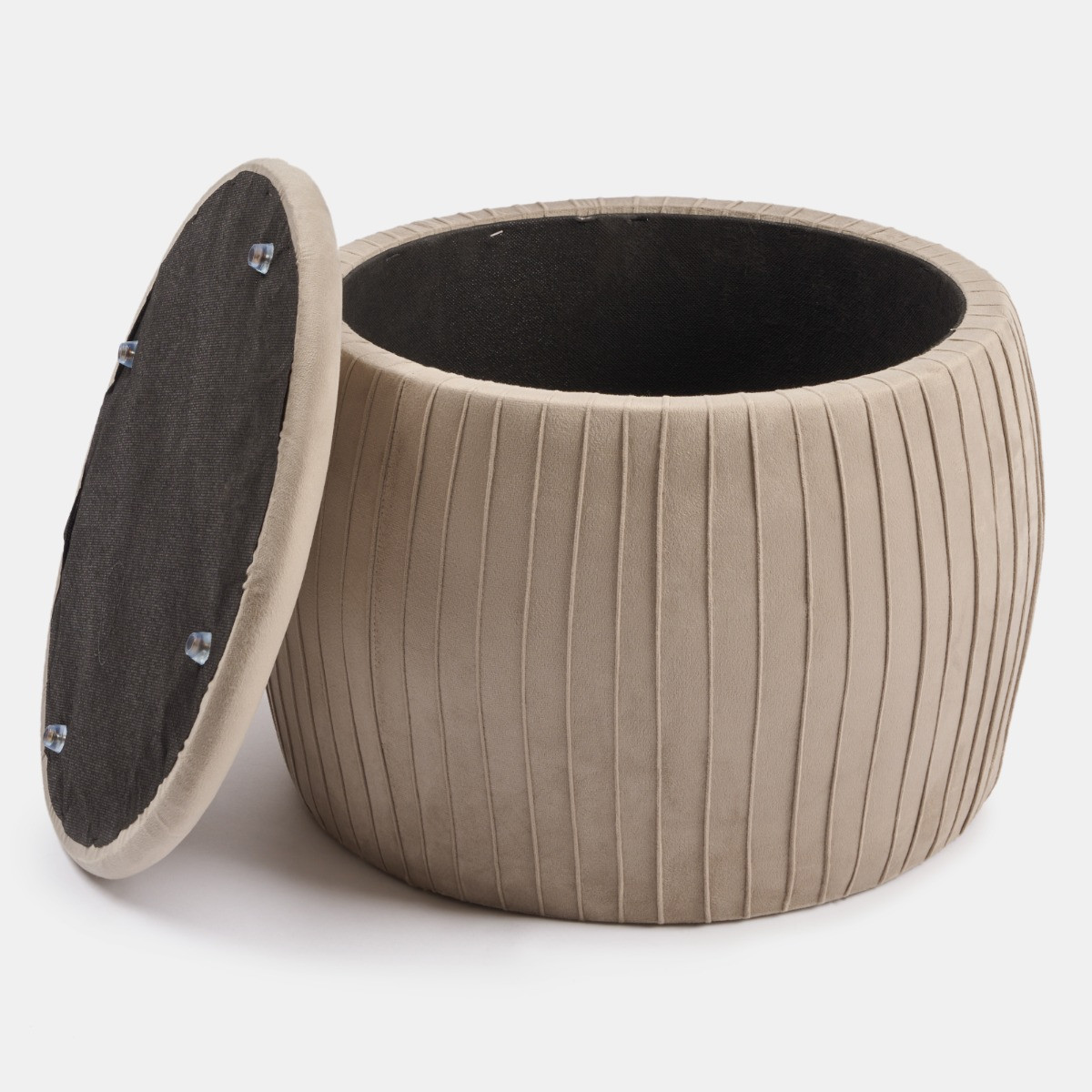OHS Matte Velvet Pleated Storage Ottoman - Mink>