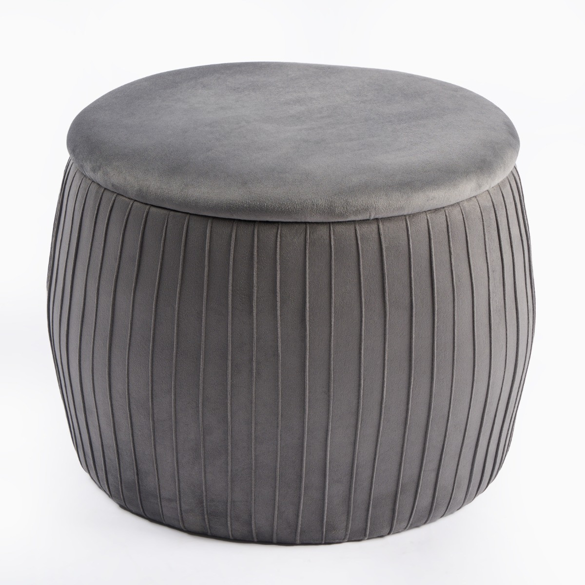 OHS Matte Velvet Pleated Storage Ottoman - Charcoal >