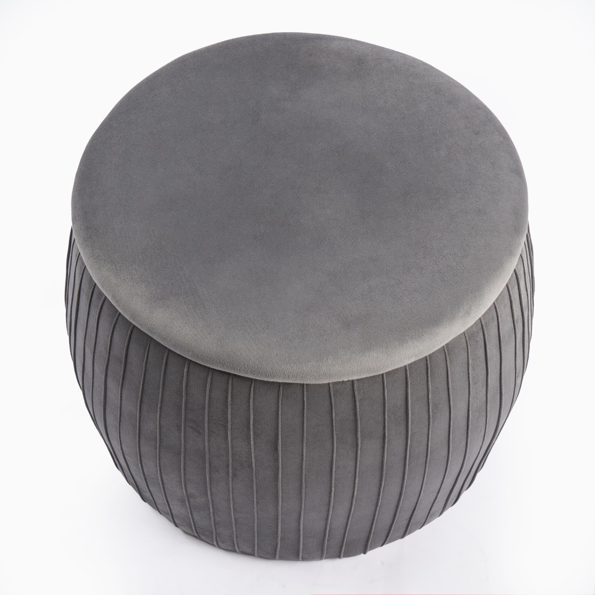 OHS Matte Velvet Pleated Storage Ottoman - Charcoal >