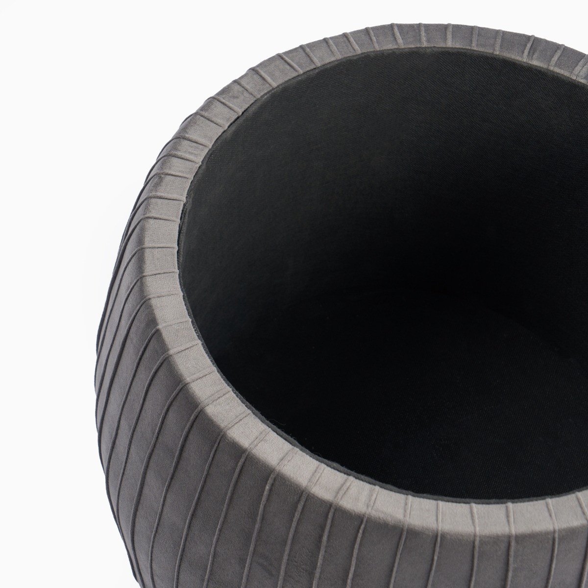 OHS Matte Velvet Pleated Storage Ottoman - Charcoal >