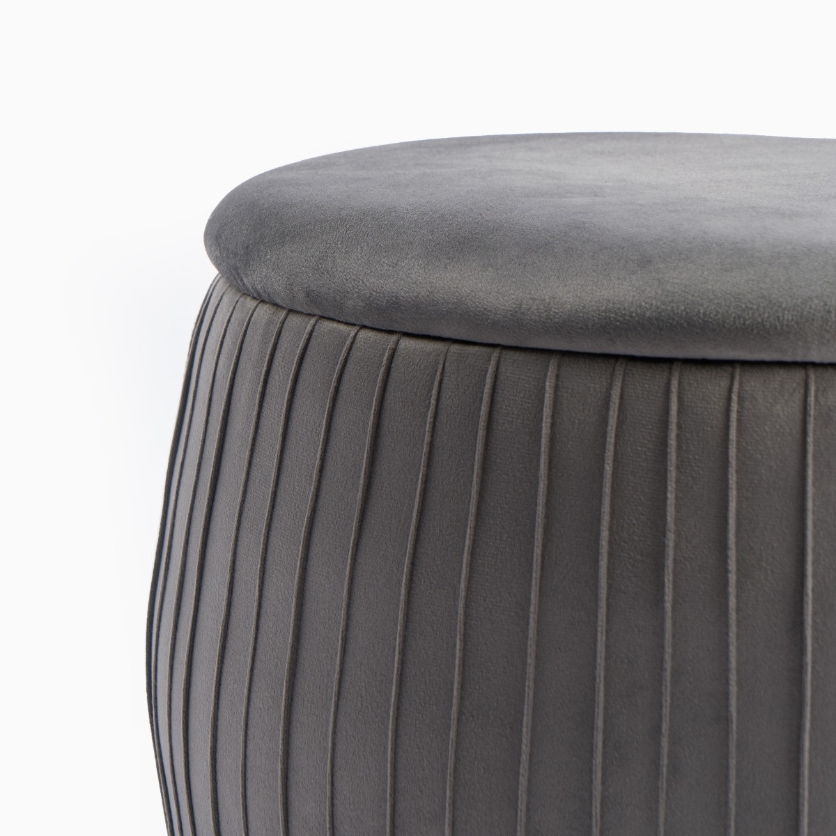 OHS Matte Velvet Pleated Storage Ottoman - Charcoal >