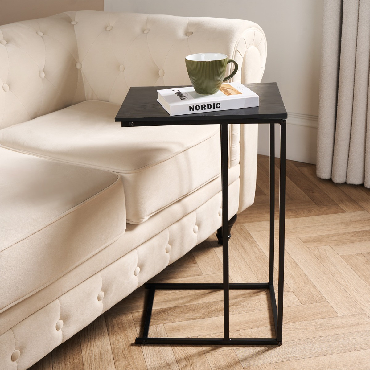 OHS C Shape Side Table - Black Wood>