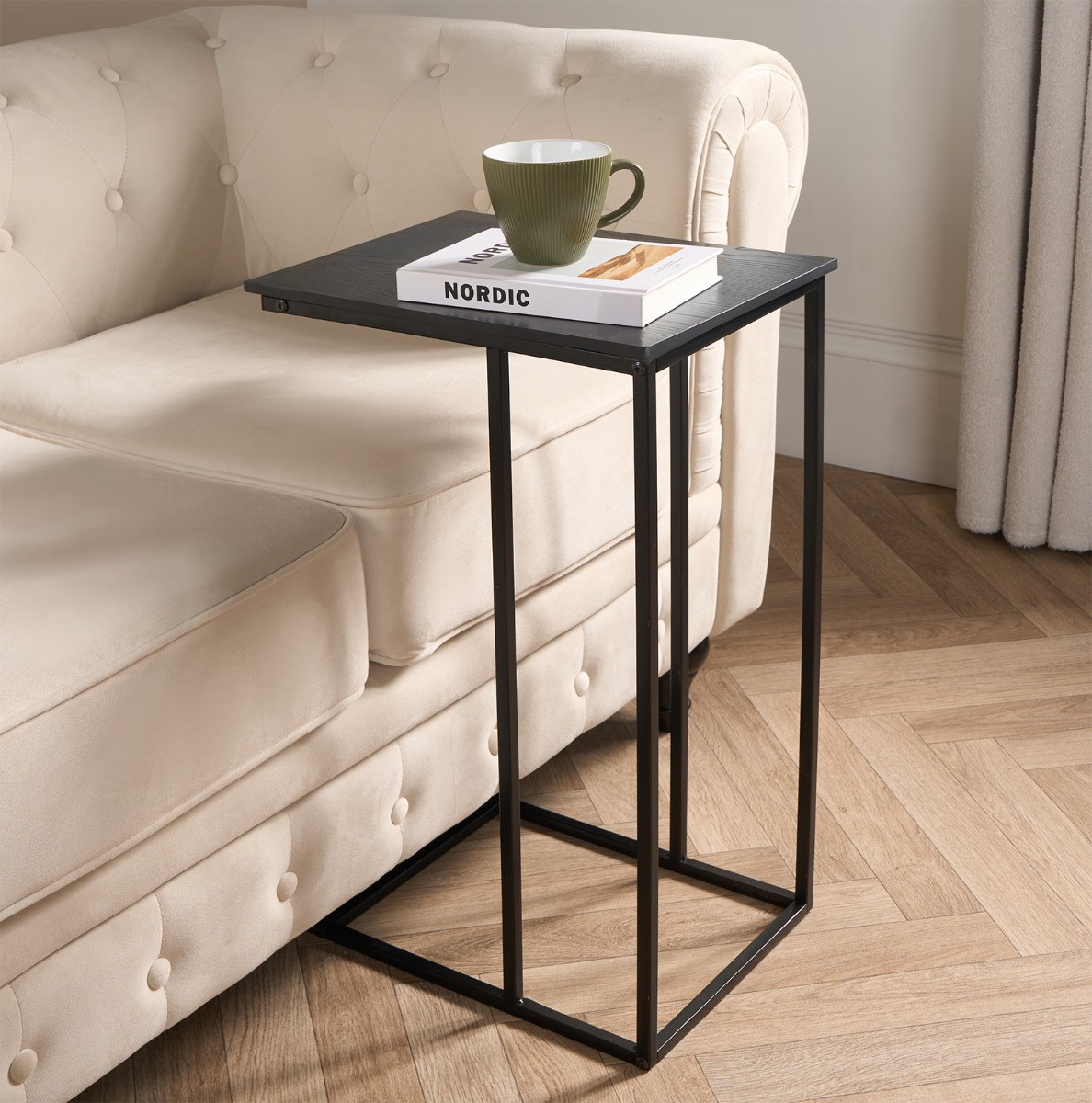 OHS C Shape Side Table - Black Wood>