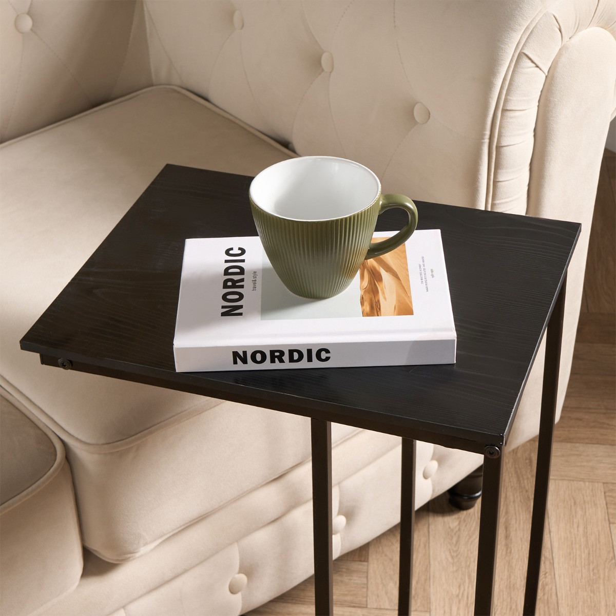 OHS C Shape Side Table - Black Wood>