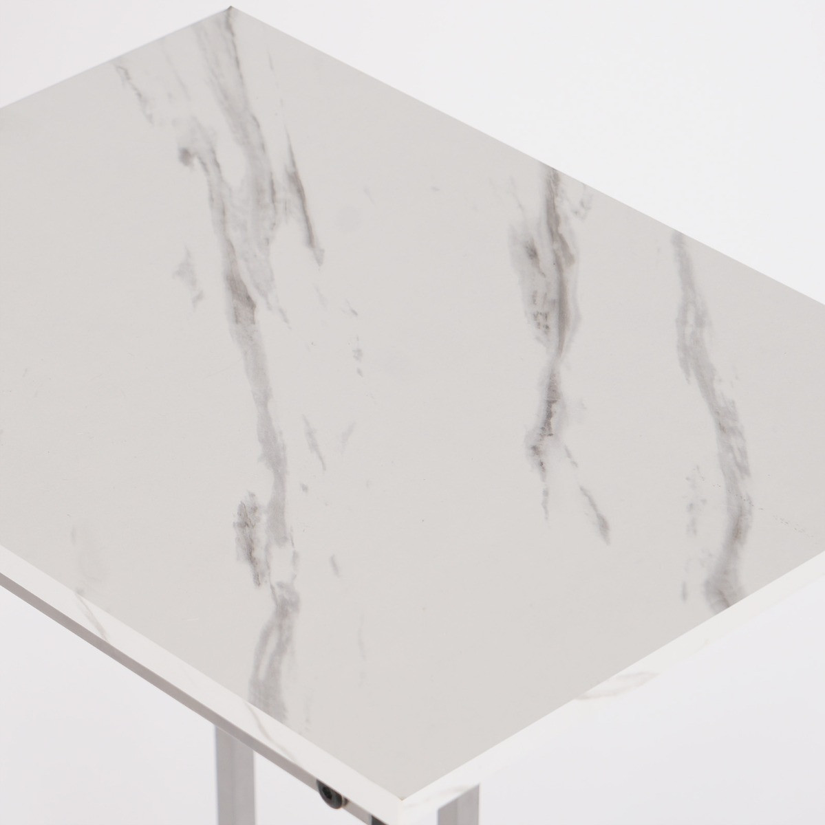 OHS C Shape Marble Look Side Table - White>