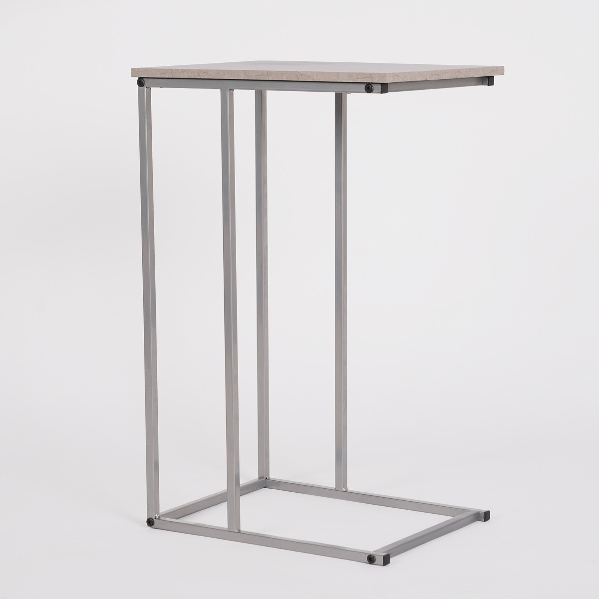 OHS C Shape Marble Look Side Table - Grey>