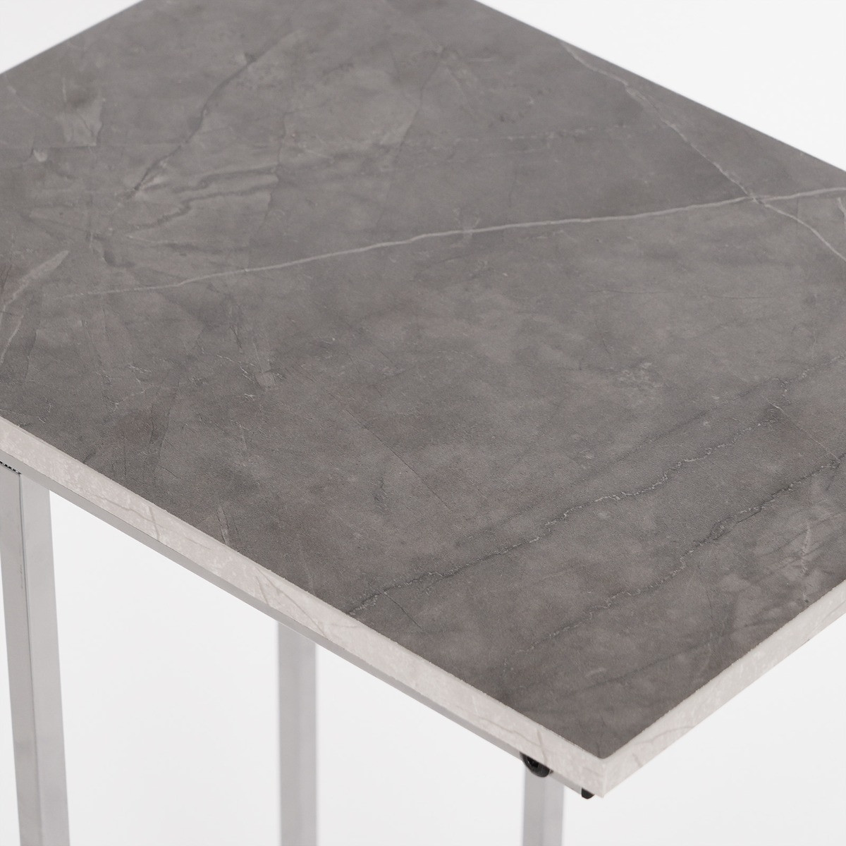 OHS C Shape Marble Look Side Table - Grey>