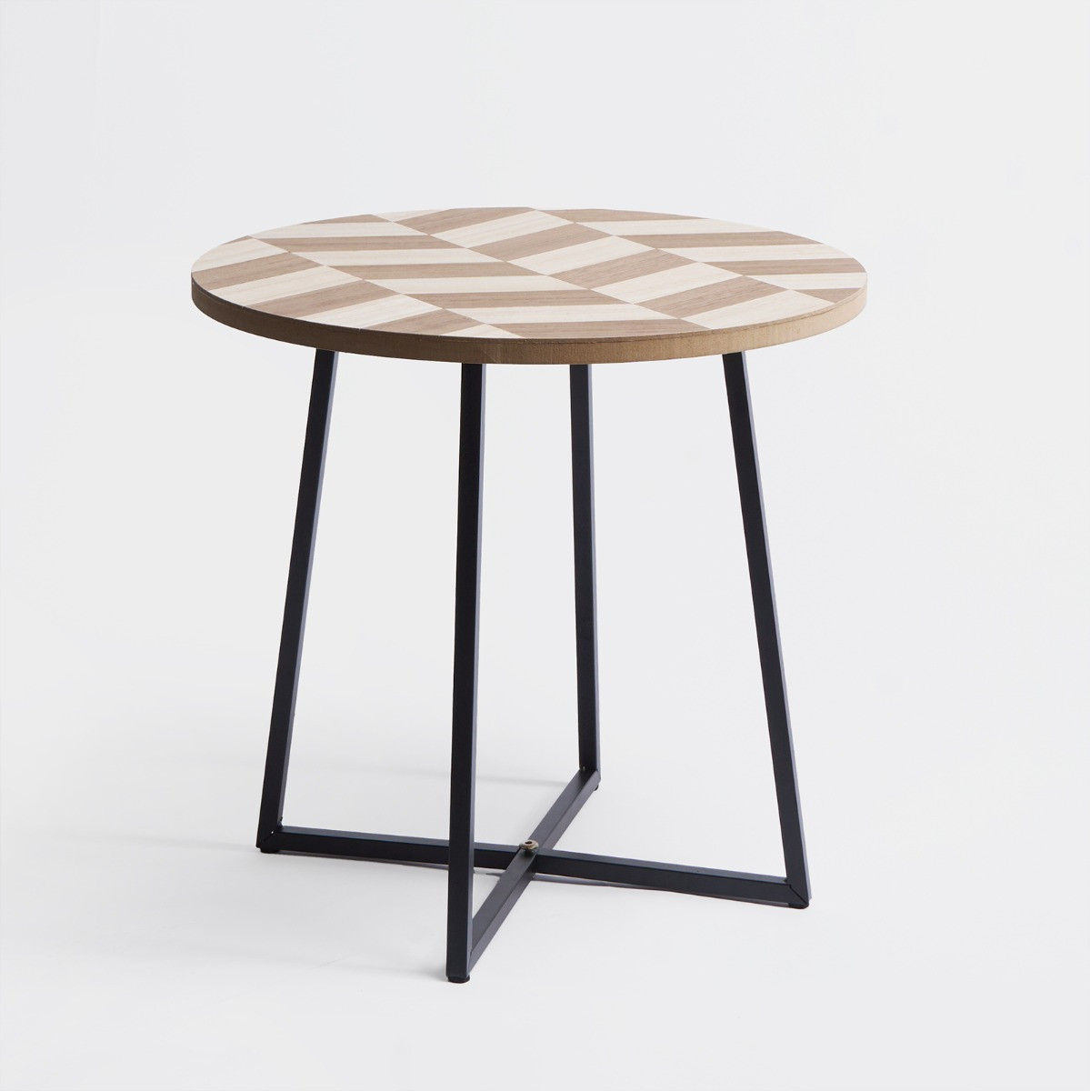 OHS Herringbone Round Side Table - Wood >