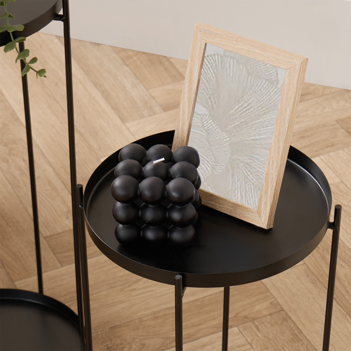 OHS Set of 2 Metal Side Tables - Black >