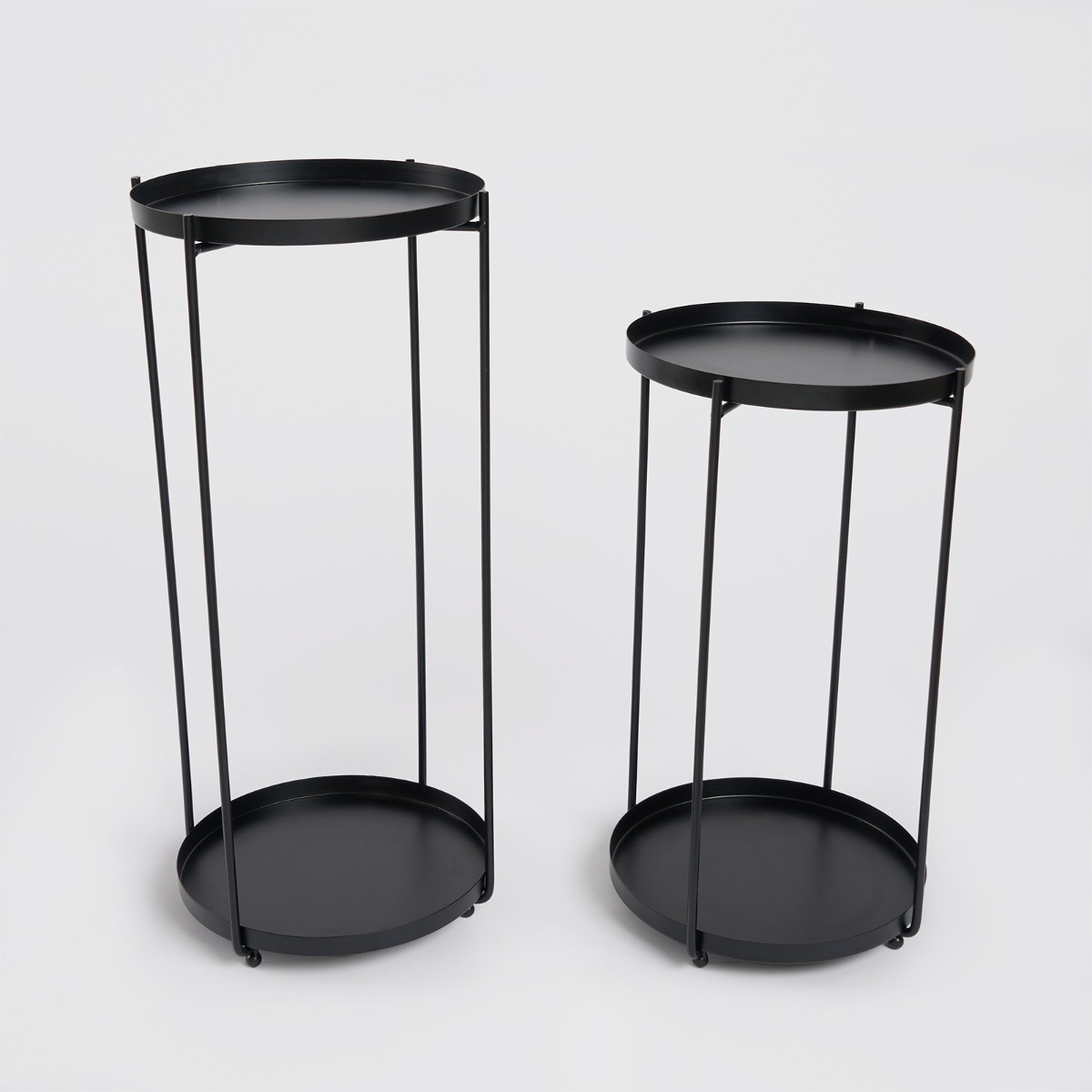 OHS Set of 2 Metal Side Tables - Black >