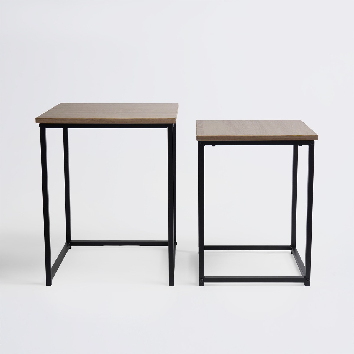 OHS Set of 2 Square Wooden Top Nest of Tables - Wood >