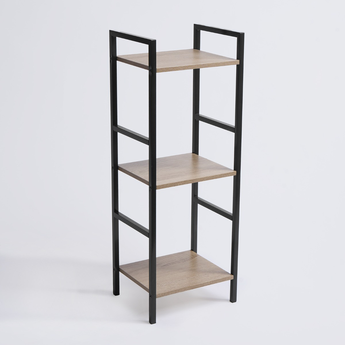 OHS 3 Tier Wire & Wood Iron Shelving Unit – Natural/Black>