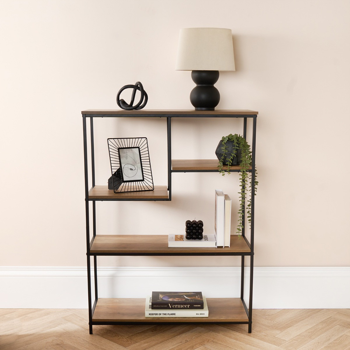 OHS Wooden Display Shelving Unit - Wood/Black>