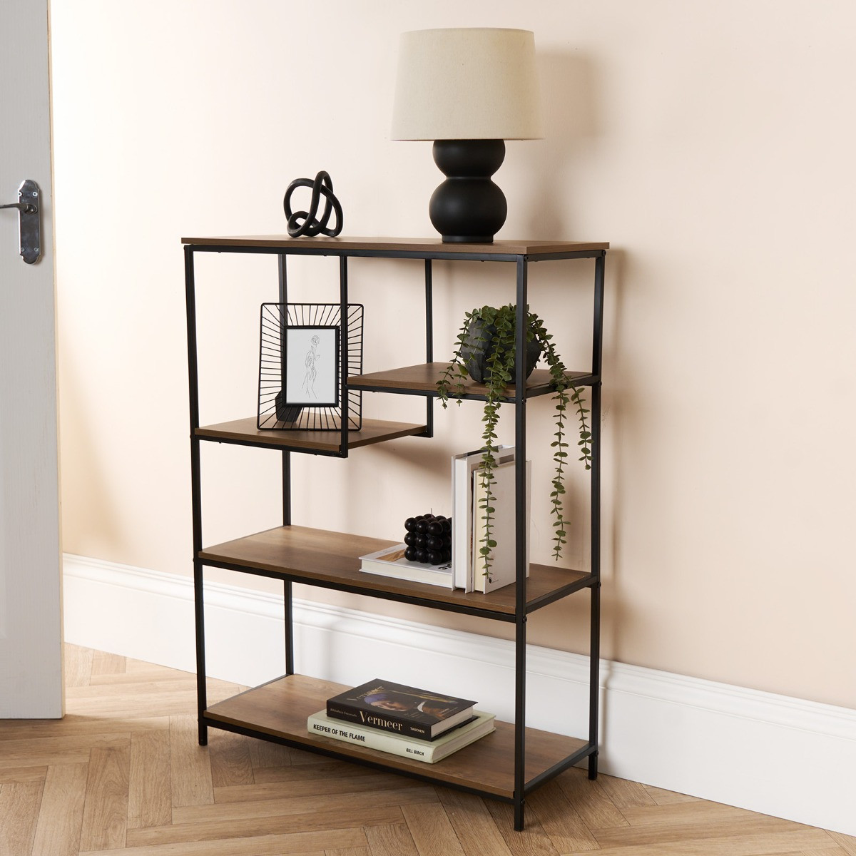 OHS Wooden Display Shelving Unit - Wood/Black>