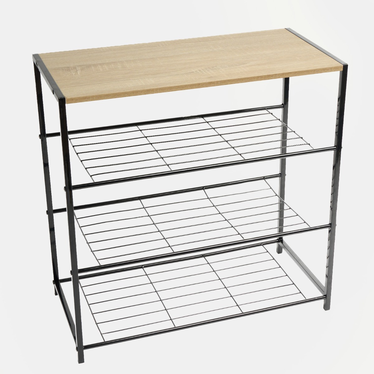 OHS Multi Purpose 4 Tier Storage - Wood/Black >