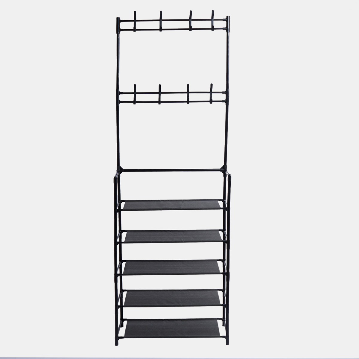 OHS 16 Hook Garment Rack with Shelving - Black >