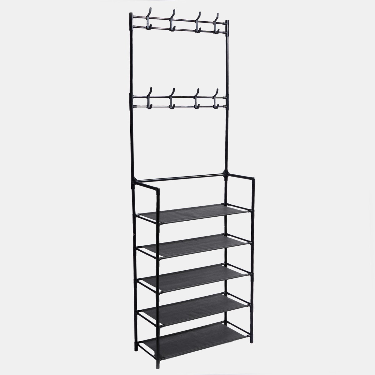 OHS 16 Hook Garment Rack with Shelving - Black >