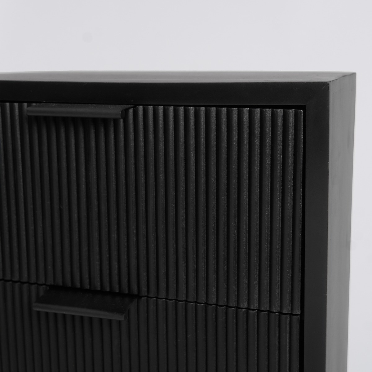 OHS Ribbed 4 Drawer Wood Bedside Table - Black>