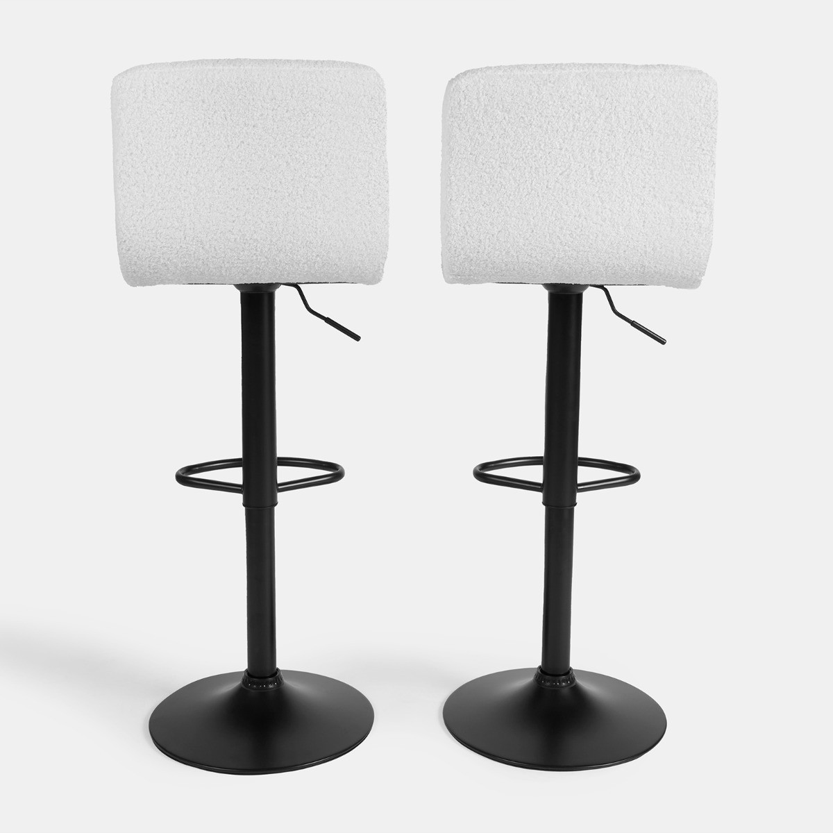 OHS Set of 2 Adjustable Bouclé Bar Stools - Cream >