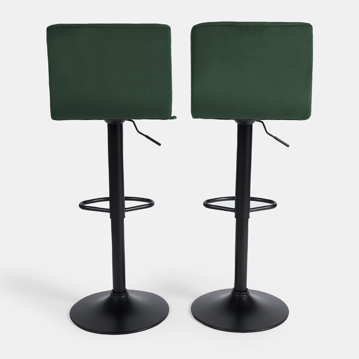 OHS Set of 2 Adjustable Velvet Bar Stools - Forest Green>