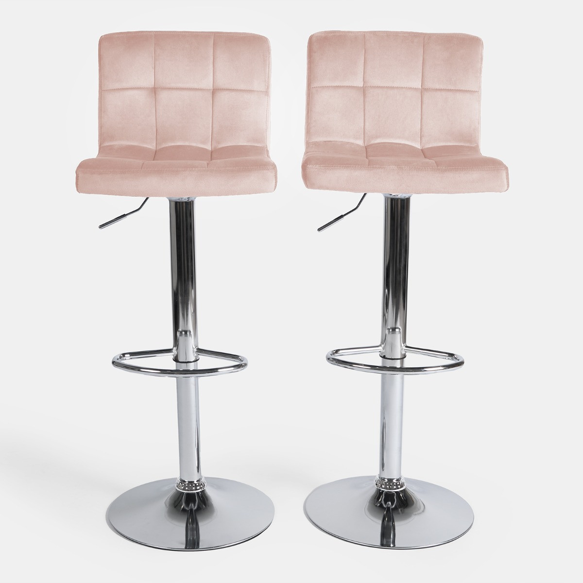 OHS Set of 2 Adjustable Velvet Bar Stools - Blush>